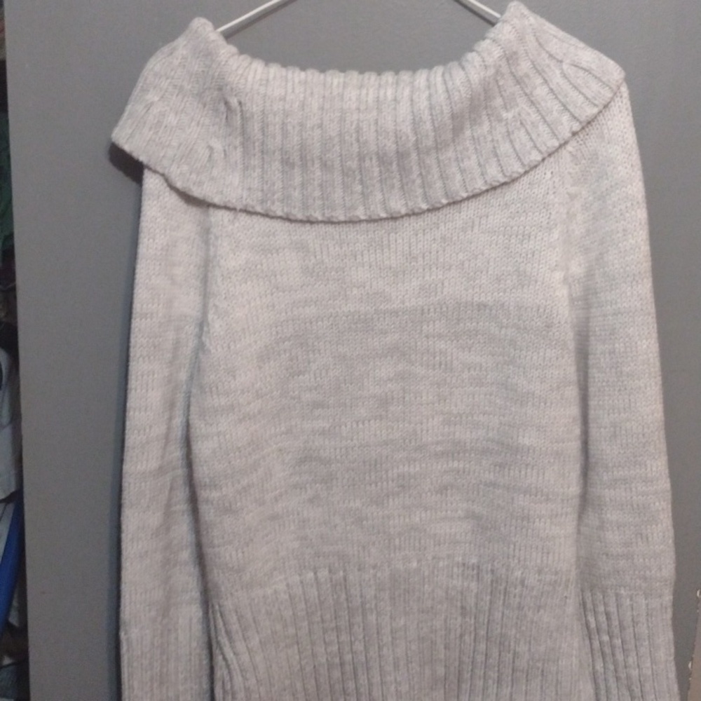 White House Black Market Grey and White Gradient Chunky Knit Sweater size large - Picture 3 of 8